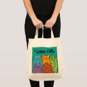 Retro i Love Cats Grocery Canvas tas (Voorkant (product))