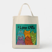 Retro i Love Cats Grocery Canvas tas (Achterkant)