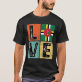  Retro I Love Dominica Flag voor Dominicaanse P T-shirt (Voorkant)