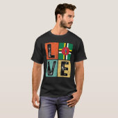 Retro I Love Dominica Flag voor Dominicaanse P T-shirt (Voorkant volledig)