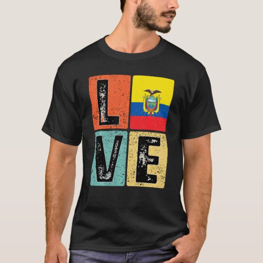 Retro I Love Ecuador Flag voor Ecuadoriaanse P T-shirt (Voorkant)