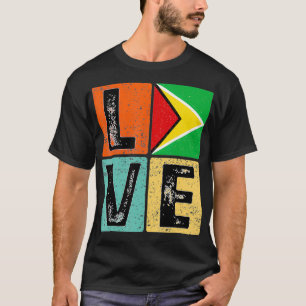 Retro I Love Guyana Flag for Guyanese Prid T-shirt