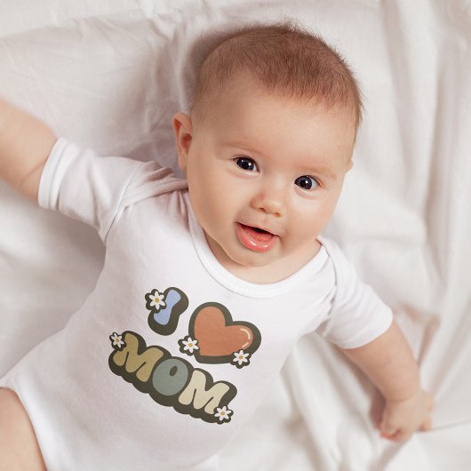 Retro I Love Mama Flower Power Romper