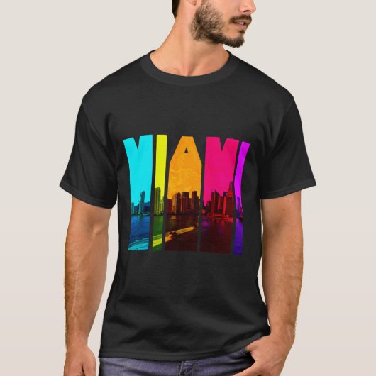 Retro I Love Miami Florida Skyline T-shirt (Voorkant)