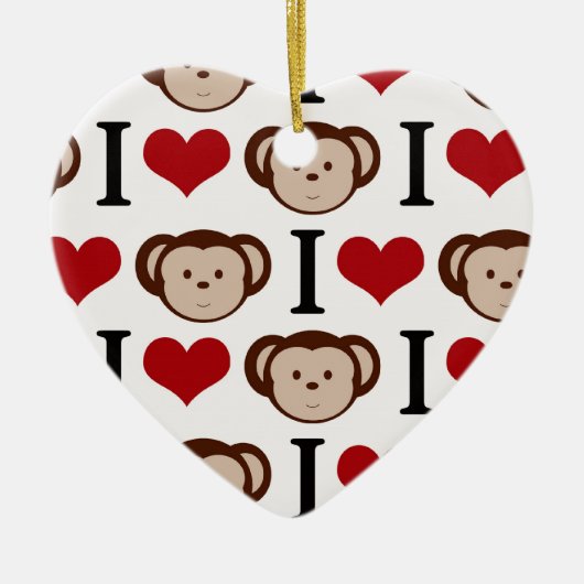 Retro I Love Monkeys Keramisch Ornament (Voorkant)