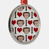 Retro I Love Monkeys Metalen Ornament (Rechts)