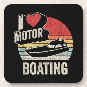  Retro I Love Motor Boating Funny Boater Bier Onderzetter