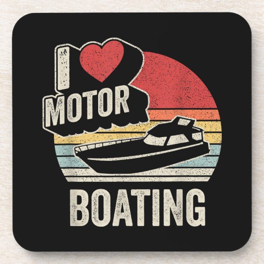  Retro I Love Motor Boating Funny Boater Bier Onderzetter (Voorkant)