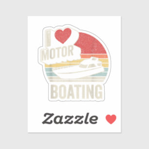 Retro I Love Motor Boating Funny Boater Sticker