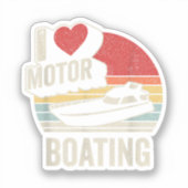 Retro I Love Motor Boating Funny Boater Sticker (Voorkant)