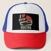 Retro I Love Motor Boating Funny Boater Trucker Pet (Voorkant)