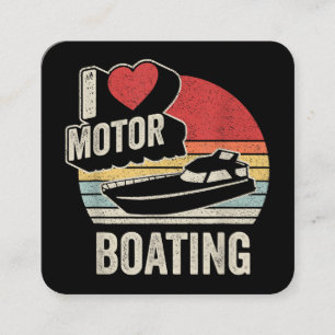 Retro I Love Motor Boating Funny Boater Vierkante Visitekaartje