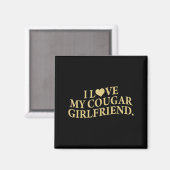 Retro I Love My Cougar-girlfriend Funny Boyfriend  Magneet (Voorkant / Achterkant)