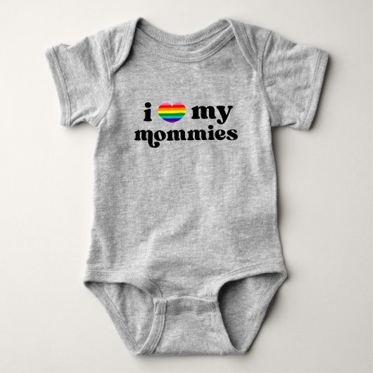 Retro I Love My Mommies Queer Moms Rainbow Romper (Voorkant)