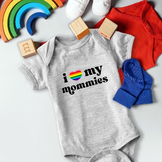 Retro I Love My Mommies Queer Moms Rainbow Romper