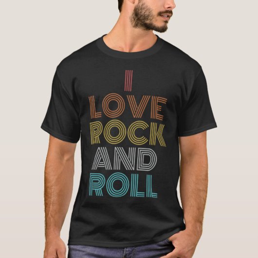Retro I Love Rock and Roll T-shirt (Voorkant)