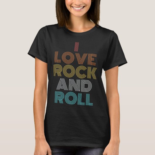 Retro I Love Rock and Roll T-shirt (Voorkant)