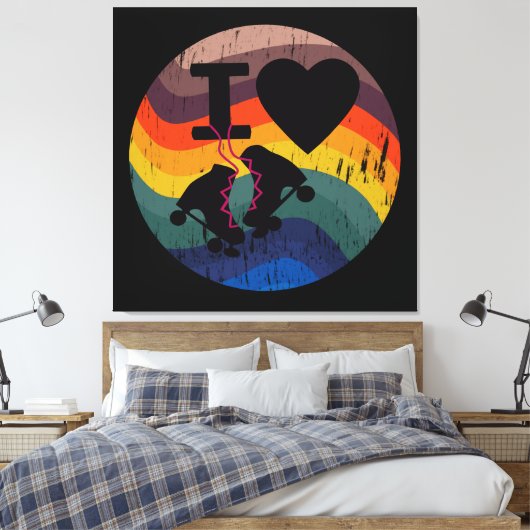 Retro I love Roller Skered look Canvas Afdruk (Insitu (Slaapkamer))