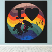 Retro I love Roller Skered look Canvas Afdruk (Insitu (Houten vloer))