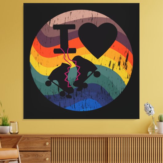 Retro I love Roller Skered look Canvas Afdruk (Insitu (Woonkamer))