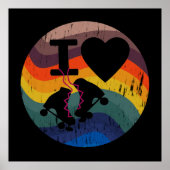 Retro I love Roller Skered look Poster (Voorkant)