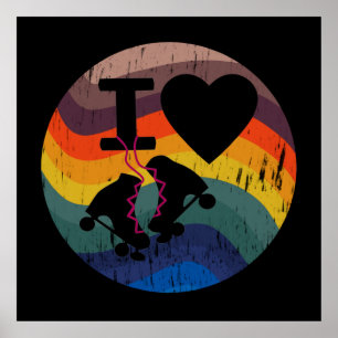 Retro I love Roller Skered look Poster