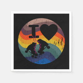 Retro I love Roller Skered look Servet