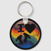 Retro I love Roller Skered look Sleutelhanger (Voorkant)