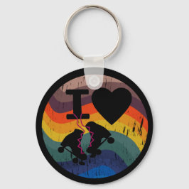 Retro I love Roller Skered look Sleutelhanger