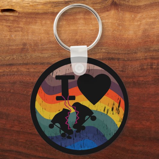 Retro I love Roller Skered look Sleutelhanger (Voorkant)