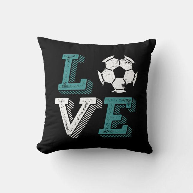  Retro I Love Soccer Player Coach Sport Fan Kussen (Voorkant)
