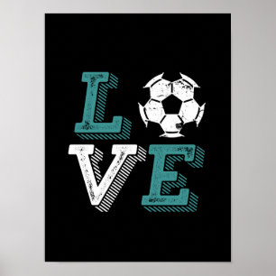  Retro I Love Soccer Player Coach Sport Fan Poster