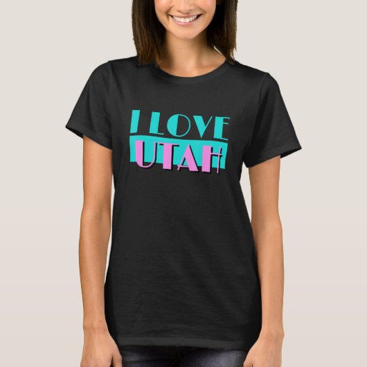 Retro I LOVE UTAH Neon Logo Classic Utah UT State T-shirt (Voorkant)