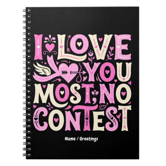 Retro I Love You Most No Contest Pink Cream  Notitieboek (Voorkant)