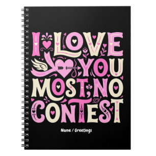 Retro I Love You Most No Contest Roze Crème Notitieboek