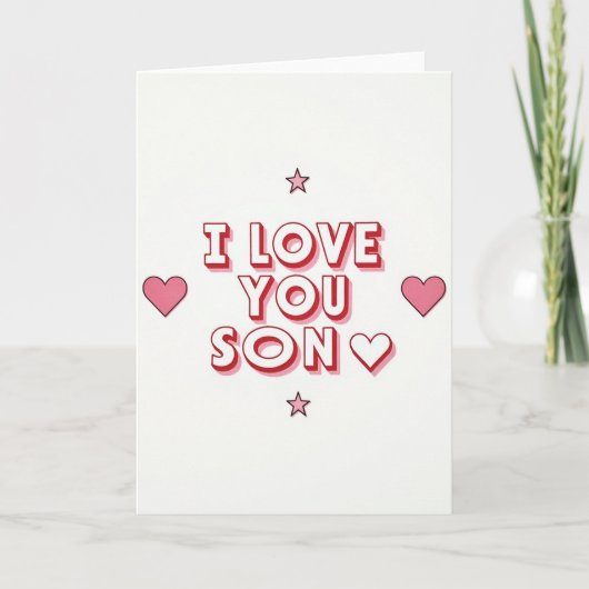 Retro I Love You Zoon Kaart (Voorkant)
