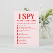 Retro I Spy Valentine Wedding Photo Game Informatiekaartje (Staand voorkant)