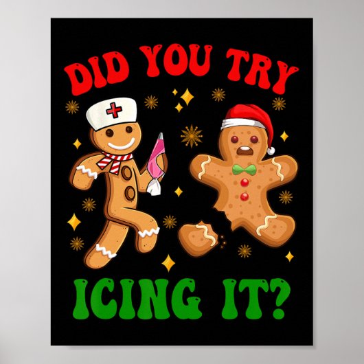 Retro IC Nurse Christmas Gingerbread heb je geprob Poster (Voorkant)