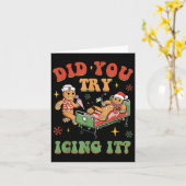 Retro IC-verpleegster Kerst gingerbread heb je het Kaart (Gele Bloem)