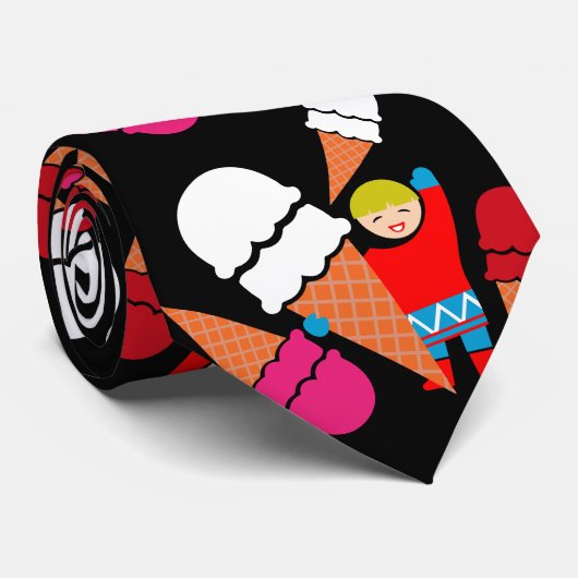  Retro Ice Cream Art Stropdas (Opgerold)