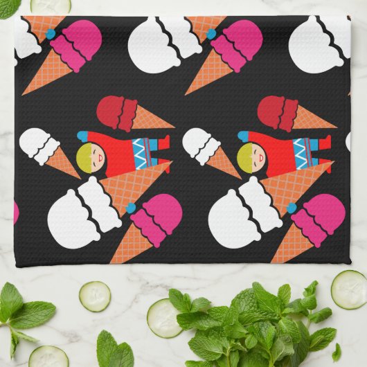  Retro Ice Cream Art Theedoek (Gevouwen)