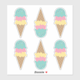 Retro Ice Cream bevat Blauwgroen Vanilla Pink Sticker