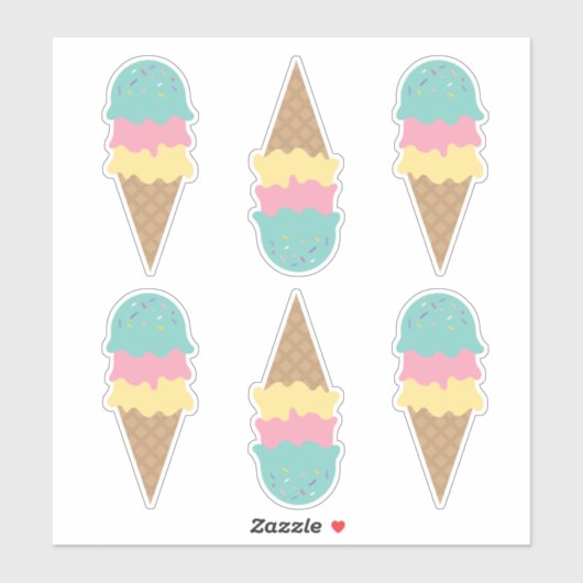 Retro Ice Cream bevat Blauwgroen Vanilla Pink Sticker (Vel)