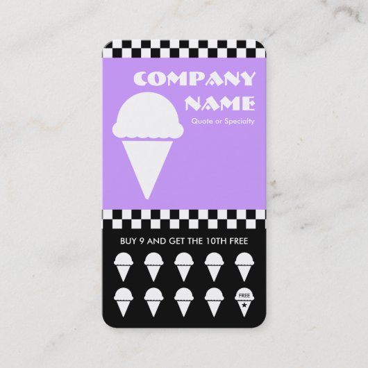 Retro Ice Cream Checkers Punchcard Klantenkaartje (Voorkant)