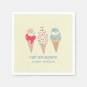 Retro Ice Cream Cone 18e Verjaardag Custom Servet (Voorkant)