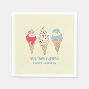 Retro Ice Cream Cone 70th Verjaardag Custom Servet
