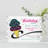 Retro Ice Cream Cone Birthday-uitnodigingen Kaart (Staand voorkant)