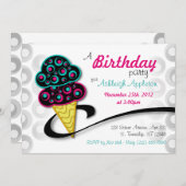 Retro Ice Cream Cone Birthday-uitnodigingen Kaart (Voorkant / Achterkant)