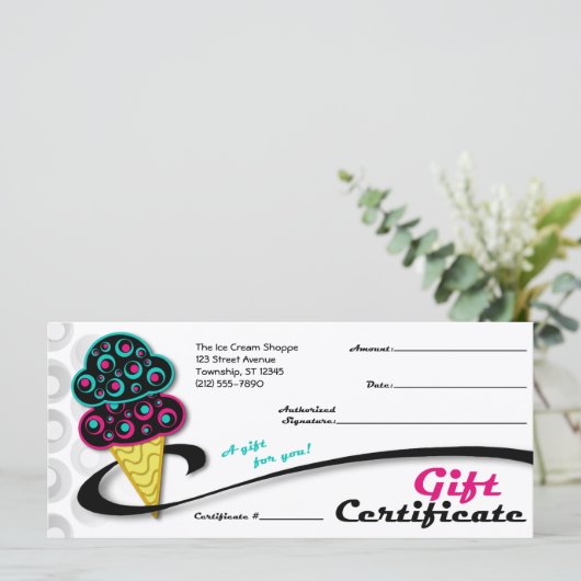 Retro Ice Cream Cone - Cadeaubonnen (Staand voorkant)