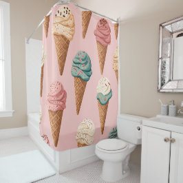 Retro  Ice Cream Cone Pattern Douchegordijn